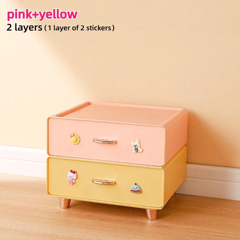 PGY Desktop Storage Box Organizer Super Cute Student School Desk Drawer Stationery Pencil Pen Holder Storage Box Large Kawaii