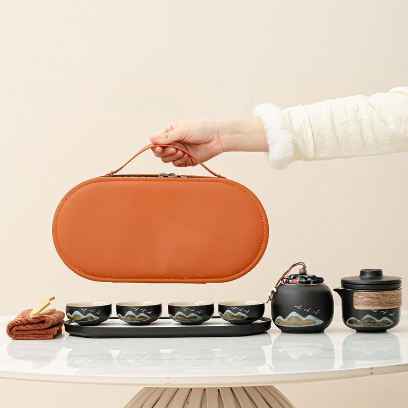 Aoyama Asuka Kuaike Cup Outdoor Ceramic New Chinese Kuaike Cup Travel Tea Set Portable Bag Carry-on Tea