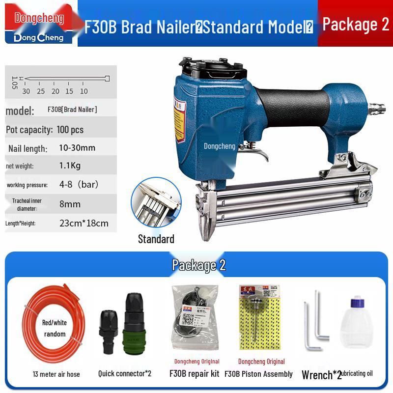 Dongcheng Pneumatic Nail Gun - F30 Woodworking Mosquito, Steel, and T50 Strip Nailer Stapler