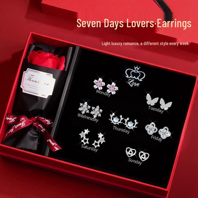 Sterling Silber 925 Ohrstecker Set - Elegant Leichter Luxus für Geburtstags- oder Weihnachtsgeschenke für Mädchen