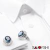 Savvas Men's Red Crystal Cufflinks & Women's Oval Glass Cufflinks Set