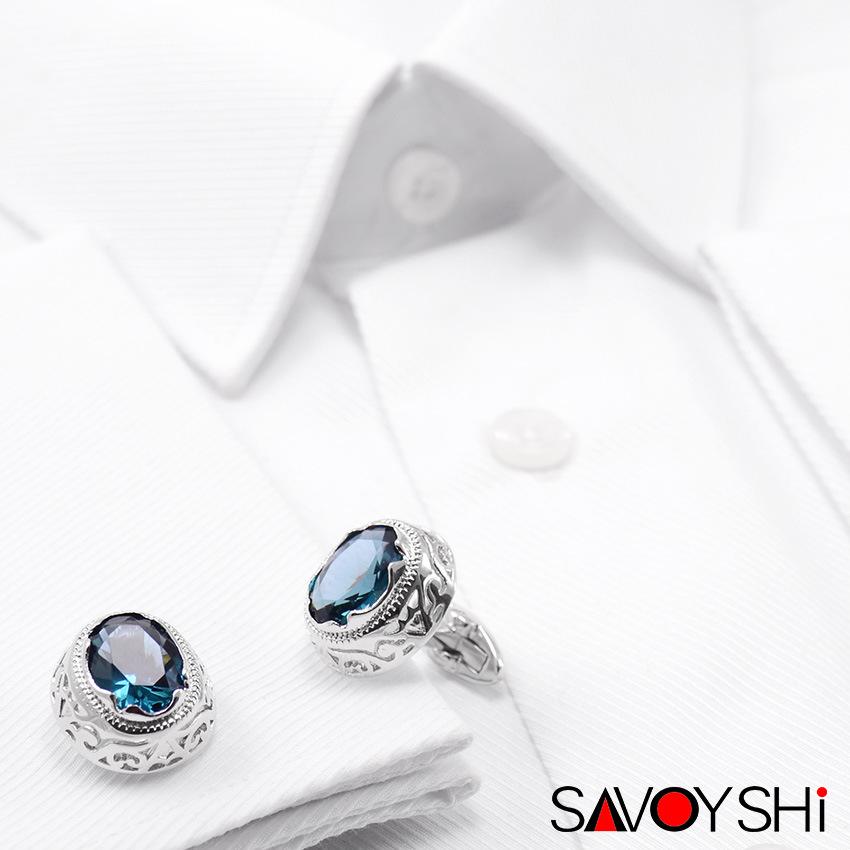 Savvas Men's Red Crystal Cufflinks & Women's Oval Glass Cufflinks Set