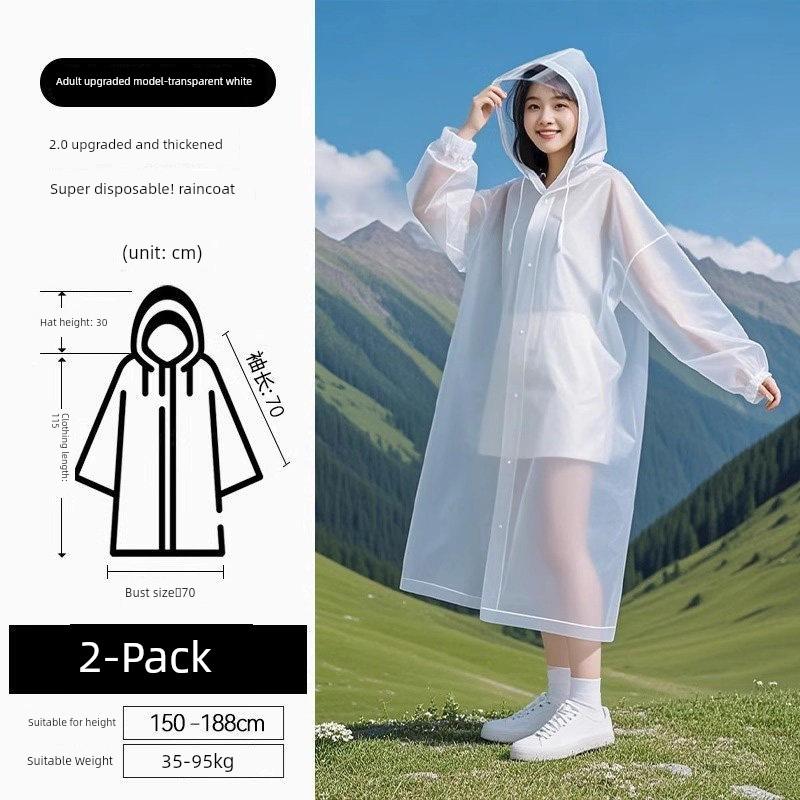 Long Raincoat, Full-Body Rain Protection, Disposable, Thickened for Adults, Suitable for Outdoor Wear, Hiking, Travel, Single-Person Rain Poncho