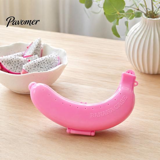 Storage Box 2PCS Banana Box, Food Grade Plastic Protector, with Vent Fresh Keeper Holes Portable Hard Shell Snap Closure Container, for Lunch