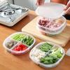 2pcs Food Storage Container Food Grade Plastic Heat Resistant Meat Preservation Box 4Grids Scallion Ginger Garlic Storage Box