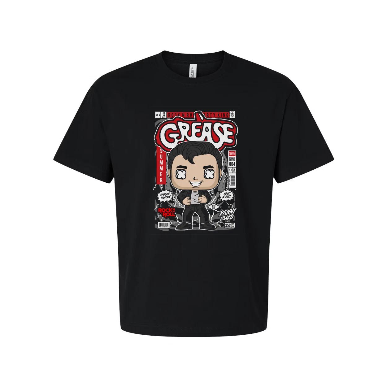 

Danny Zuko Grease Inspired Cartoon Magazine Cover Graphic Tee For Fans Unisex Te 3XL