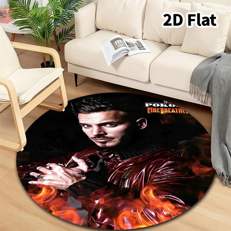 M Pokora Round Area Rug Carpet Rug For Living Room Bedroom Sofa Playroom Decor Nonslip Floor Mat