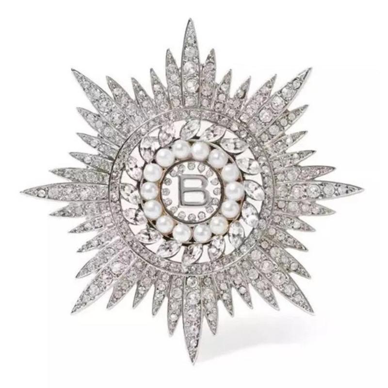Fashion Pearl Stars Rhinestone Sun Flower Brooch Coat Sweater Pin Brooch Corsage Accessories Silver