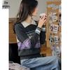 Women's Doll Collar Striped Knit Sweater