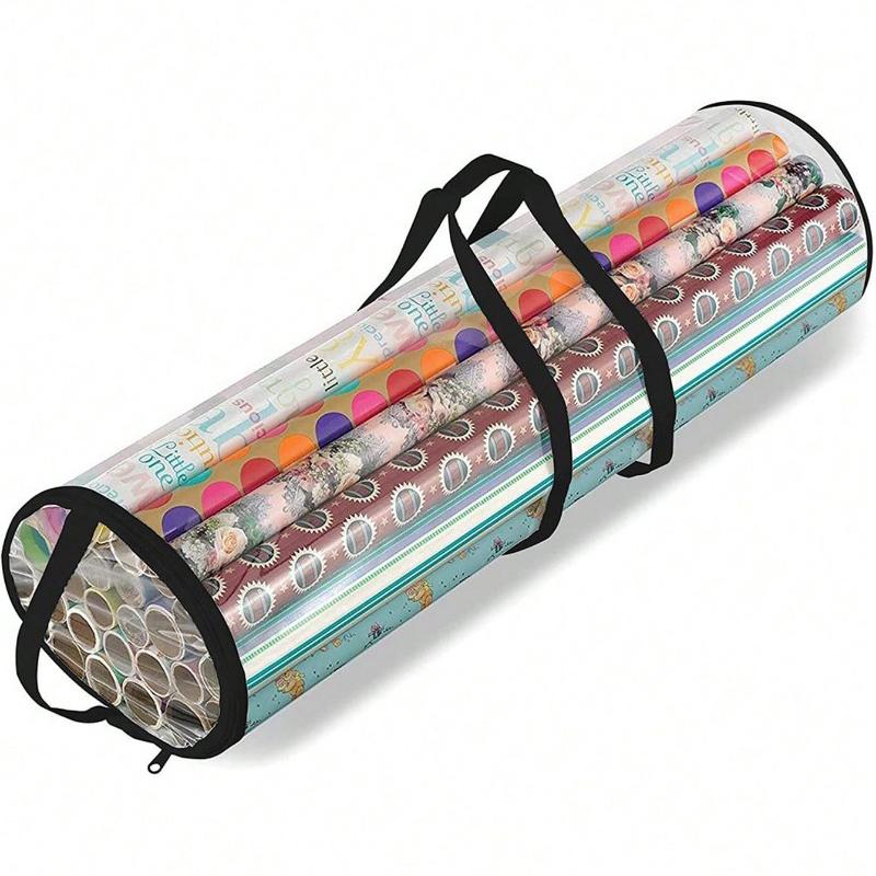 

1pc Gift Wrap Storage Bag PVC Wrapping Paper Storage Bags With Handles Easy Carry Tube Container For Graduation Birthday Gifts чёрный