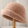 Autumn and Winter Curling Solid Color Lamb Wool Bucket Hat Basin Hat Outdoor Simple Casual Warm Windproof and Cold Versatile Hat