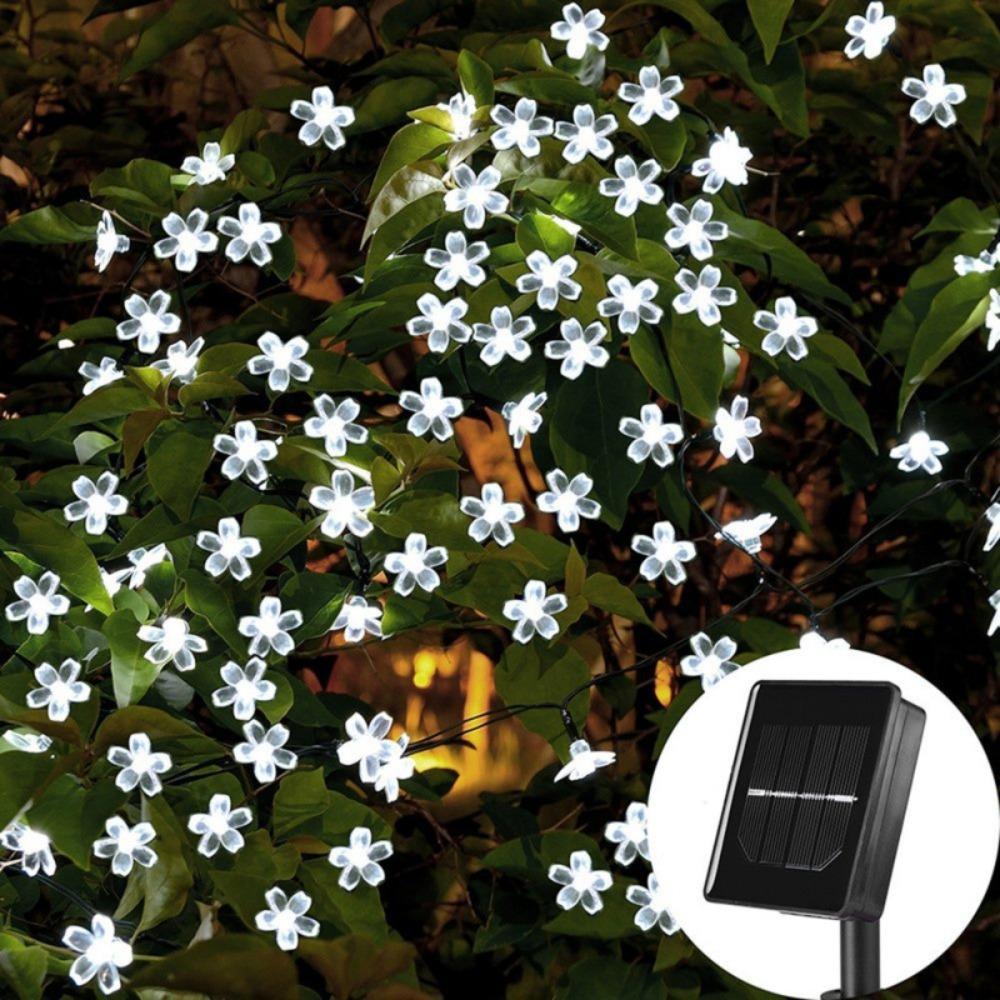 Warm White Cherry Blossom Solar Lamp Waterproof LED Solar Light Solar Flower String Lights  Pathway