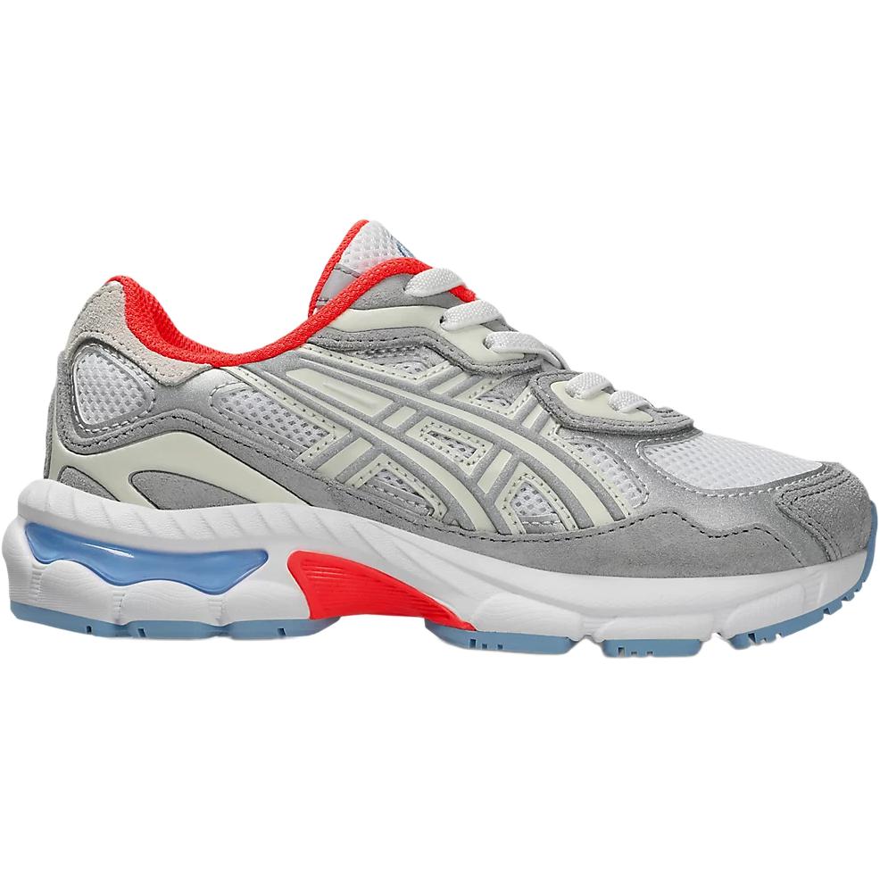 Asics Gel NYC PS Bianco Blu Piemonte Rosso Scarpe da Ginnastica per Bambini Grigio Piemonte 1204A176-102
