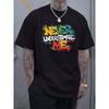 [Motivational Men's T-Shirt] Men's 'Never Underestimate Me' Motivational Graffiti Print T-Shirt, Light Gray Regular Fit Casual Short Sleeve Summer Top