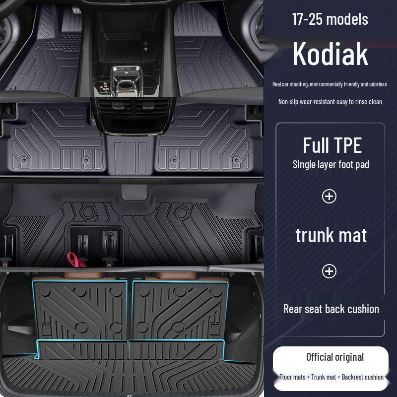 TPE Floor Mats for Skoda Kodiaq - 7-Seater, Surround Design, All-Weather Protection.