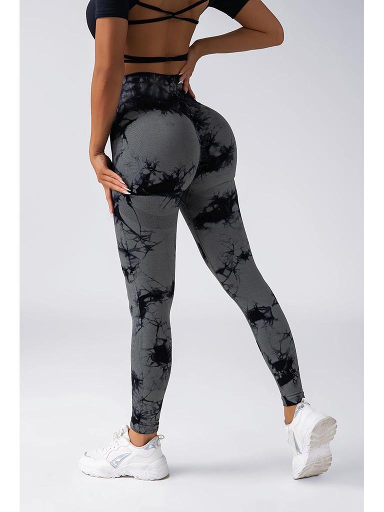 TY Tie-Dye Yoga Leggings: High-Elastic, Hip-Lifting, Tummy-Flattening Fitness Pants for Yoga and Running.