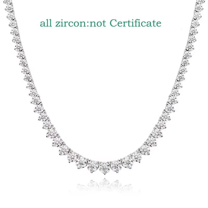 

Smyoue 3 Claws Gradient Moissanite Tennis Necklace for Women Sparkling Full Diamond Luxury Jewelry Silver 925 Chain 14inch 35cm