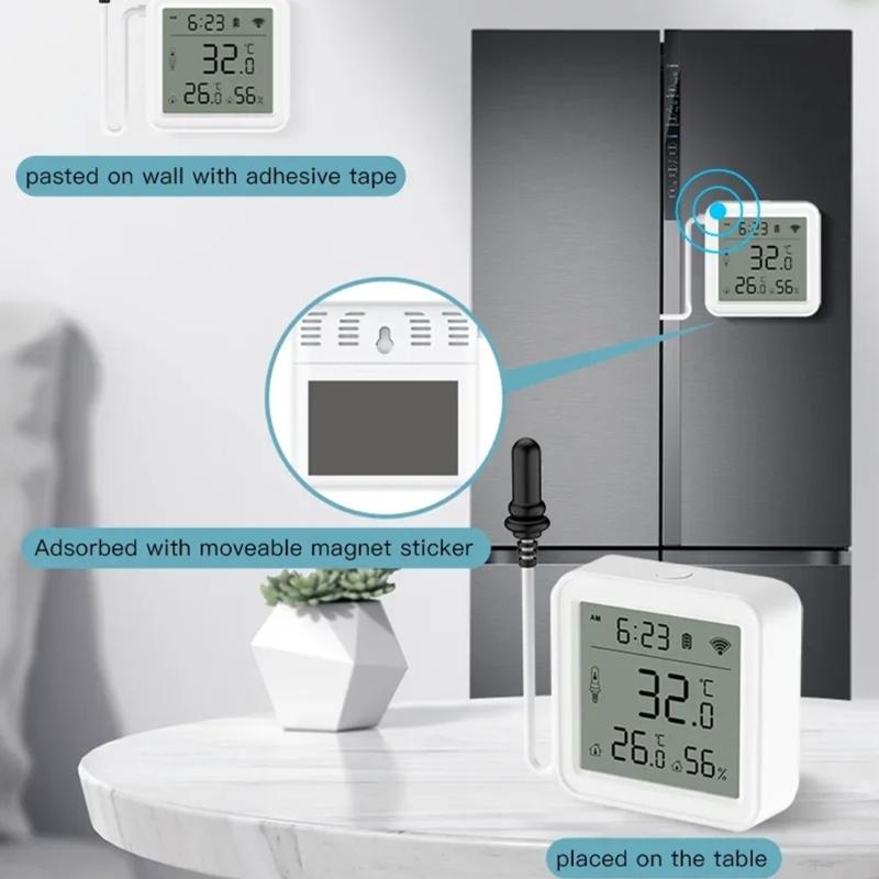 Accuracy Wireless Hygrometer Thermometers with External Probes ABS Housing Device for Laboratories Greenhouses Offices