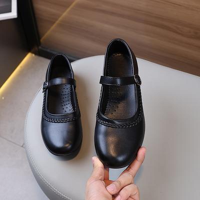 Dziecięce skórzane buty w stylu brytyjskim Czarne buty szkolne dla dziewczynek 2024 Nowe Uniwersalne Dziecięce Buty Księżniczki Moda Antypoślizgowe