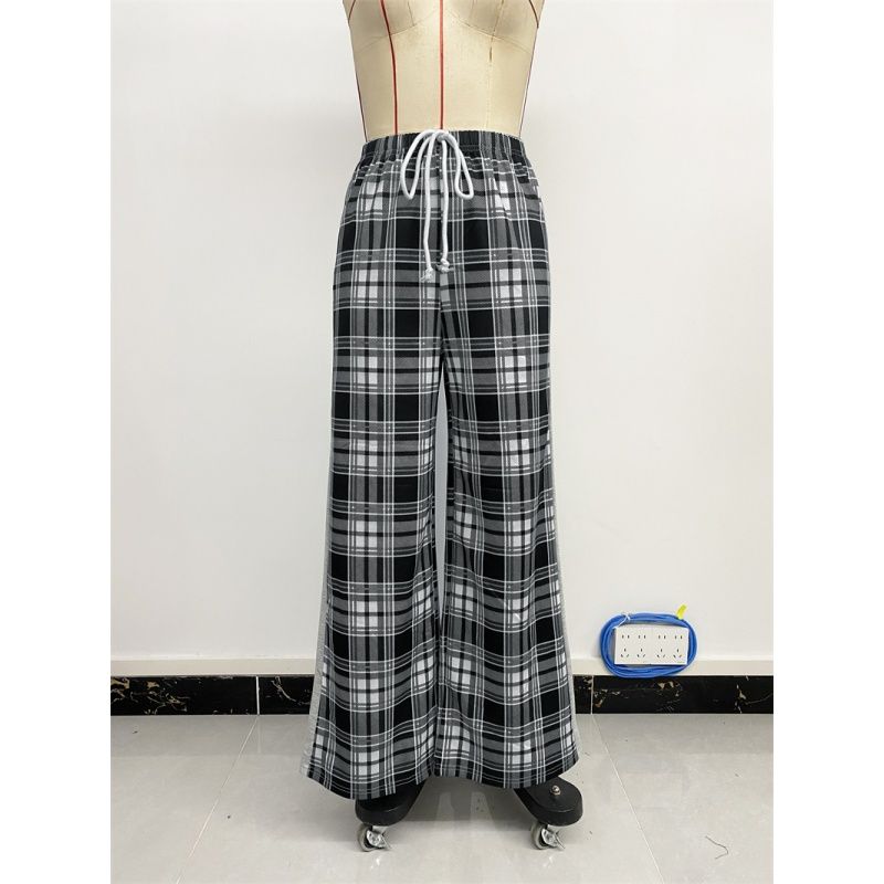 Fashion Women Trousers Casual Ladies Pants Fashion Casual Checkered Printed Pants