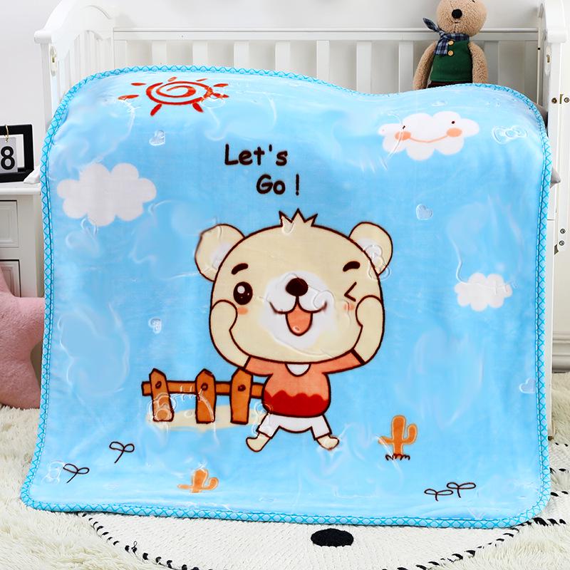 Thickened Newborn Baby Blanket - Double-Layer Raschel Cartoon for Autumn/Winter