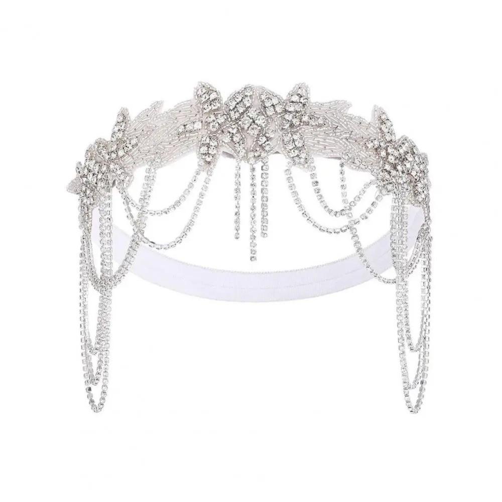 Chain Tassel Rhinestone Headband Flower Shape Bridal Headdress  Party Banquet