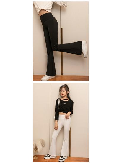 Girls' Korean Style High Waist Slimming Flare Leggings - Children's Yoga Pants for Spring & Autumn