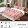 3-piece set of Christmas pink gingerbread man pattern print (1 duvet cover+2 pillowcases, no core) comfortable bedding set