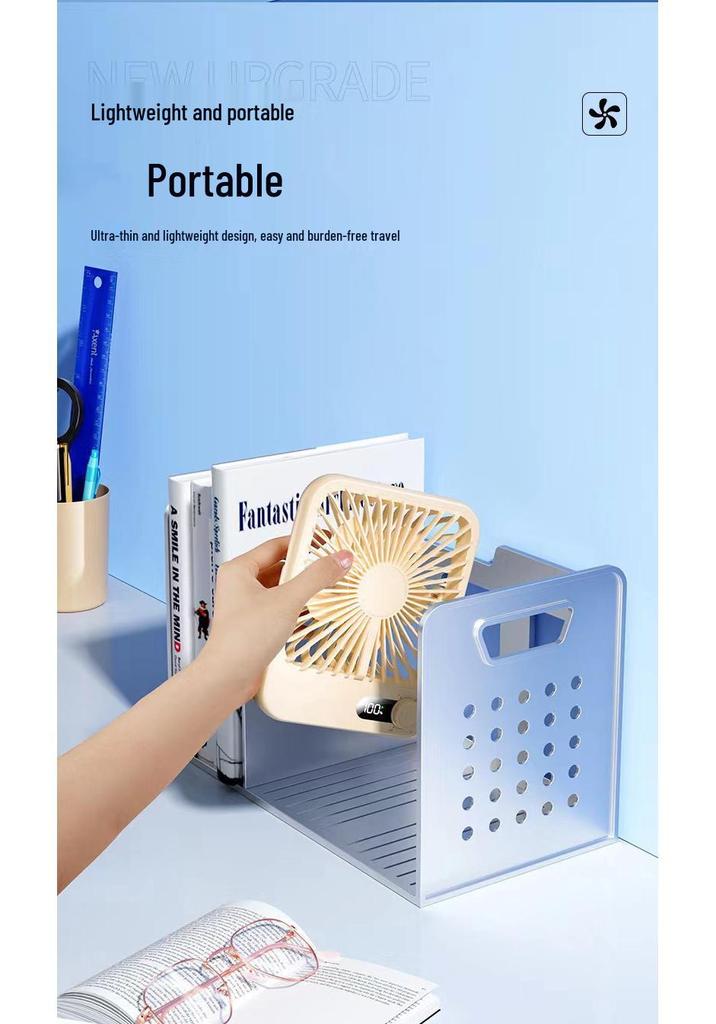 Portable Dual-Use Desktop & Hanging Fan with USB Charging and Stepless Speed Display