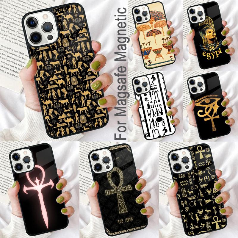 Egypt Nefertiti Anubis Ankh Soft Phone Case for iPhone 17 Air 16e Pro Max 15 Pro 13 14 Plus 11 12 MagSafe Magnetic Coque