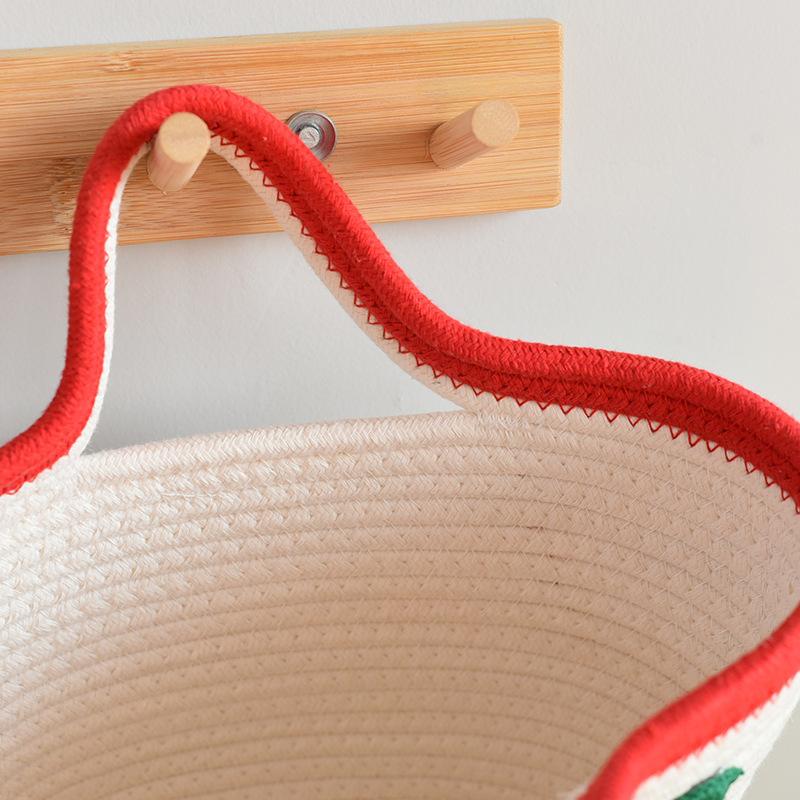 Heißer Verkauf 2024 Kleine Kirsche Handtasche Baumwolle Gestrickte Handtasche Strandurlaubstasche Tragetasche Handheld