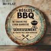 1pc 8x8in Retro BBQ Rules Don't Touch My Grill Sign, Vintage 2D Flat Round Plaque for Patio Kitchen
