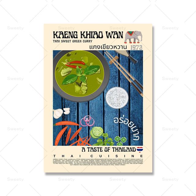 Modern Kitchen Decoration Mexican and Thai Cuisine Poster Taco Beijing Duck Cartoon Oil Painting Retro Bar