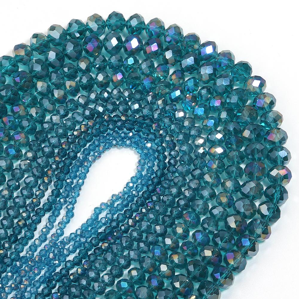 3 4 6 8 10 mm Rondelle Kristal Kralen Pauwblauw Platte Geslepen Glazen Kralen Losse Kralen Voor Sieraden Maken DIY Armbanden Ketting