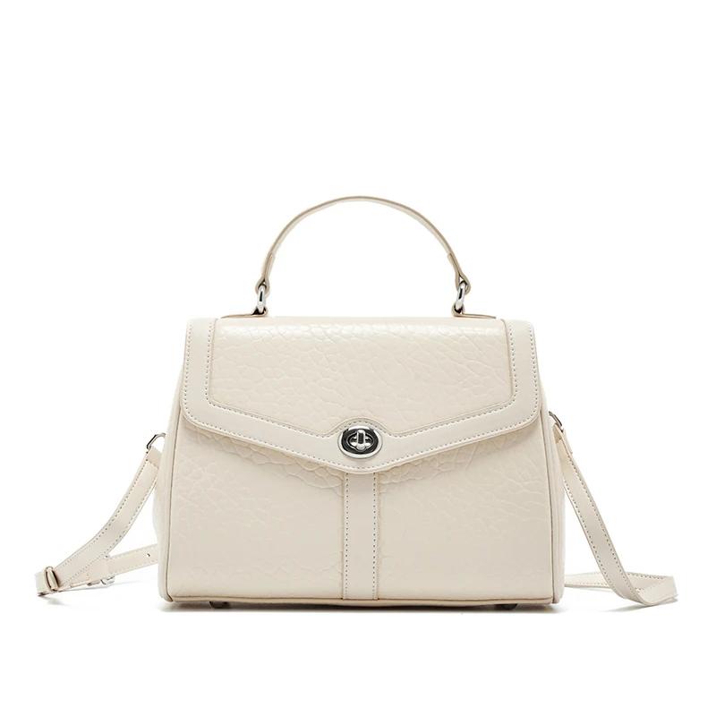 

Ladies Soft Cowhide Retro Crossbody Bag Women s Natural Cow Leather Shoulder Bags Female Casual Design Luxury Commute Handbags 27x12x22cm белый