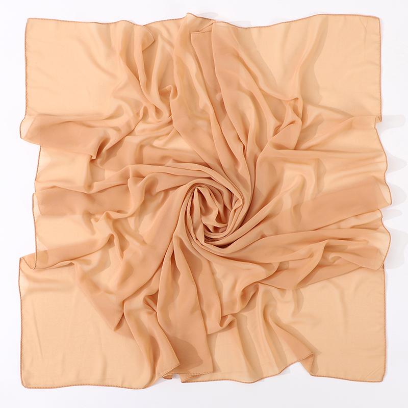110X110CM Headwrap Heavy Chiffon Square Scarf Muslim Hijabs Women Underscarf Fashion Casual Look Plain Color Tudung Bawl легкие хаки