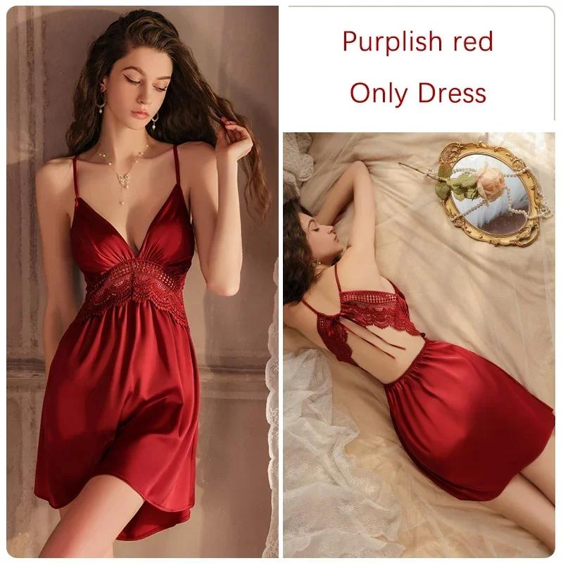 Women's Pajama Robe Set Women's Spaghetti Strap Dress with Bra Cup Women's Pajamas Romantic