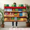 2D Kids Room Tapestry, Grocery Store Shelves with Vegetables & Drinks Decor