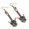 Emerald 999 Copper Wire Wrapped Earrings, Handmade Gemstone Earrings Jewelry, Gifts For Wife Brand New Earrings