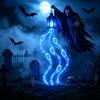 Halloween Ghost Resin Lantern, Solar & Battery Powered Yard Garden Festival Decoration