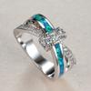 Light Luxury Style Diamond Inlaid Blue Cross Ring Versatile Ring