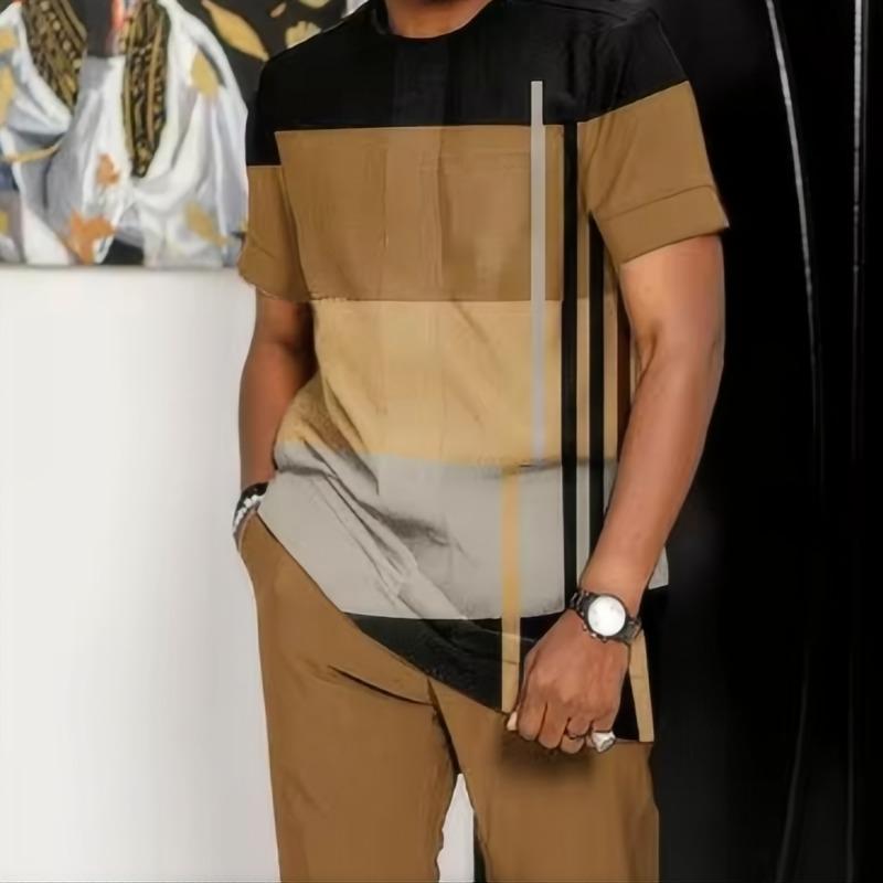 

2026 Summer Sports Set Men s Short sleeved T-shirt+Shorts Two piece Set 5XL