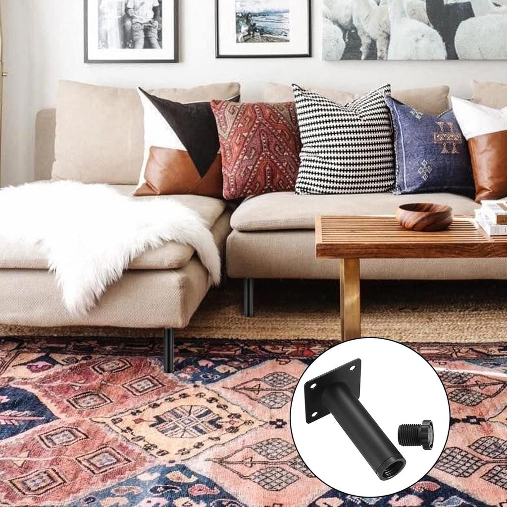 4 Pcs Furniture Legs, Metal Cabinet Legs, 6 Inches/15 Cm Adjustable Furniture Support Feet for Kitchen Shelves Sofa Table Chair Desk Cupboard Furnitur