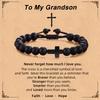 Father's Day Gift Bracelet Black Cross Pendant Black Rope Braided Adjustable 8mm Black Frosted Cross Bracelet