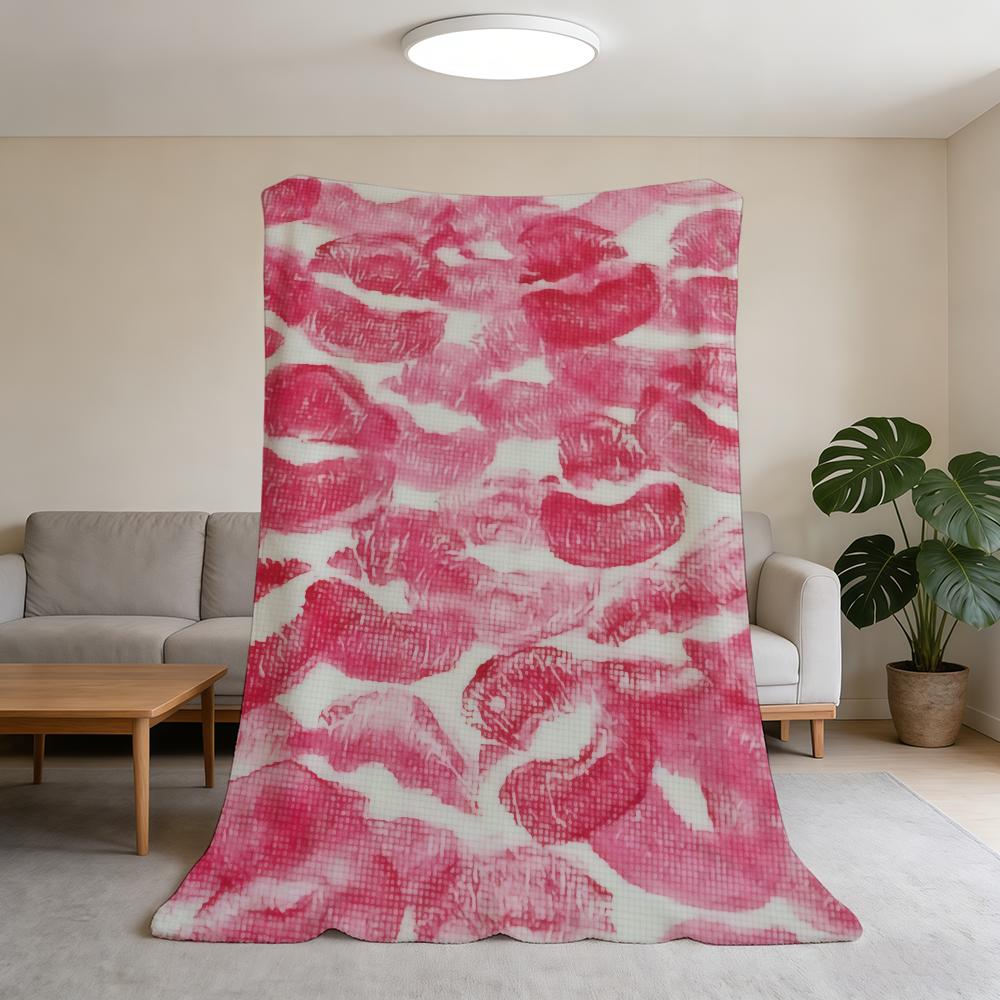 Fiery Red Lips Blanket Flannel Warm Soft Throw Blanket For Room Sofa Childish Birthday Gifts