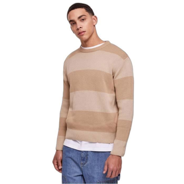 Pull oversize - Urban Classics - Beige - Manches longues - Col classique - 100% coton