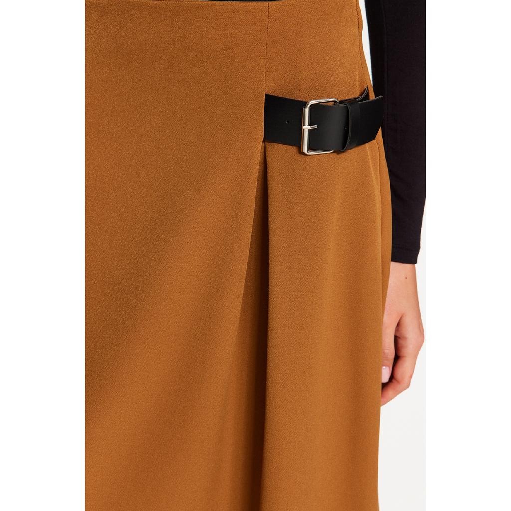 Navy Blue Belt Detailed Woven Skirt Tctaw24ee00014