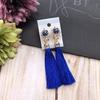 Retro flower gemstone with diamond fringed stud earrings long celebrity temperament earrings women's versatile earrings