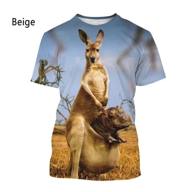 

Cute Animal Kangaroo Pattern Tshirt For Men Women 3D Printing Casual Short Sleeve Funny Tee XXS