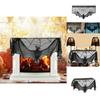 Intricate Black Lace Spider Web Bat Decor For Halloween Fireplace Mantle